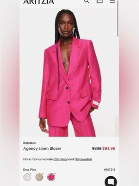 Aritzia Babaton Agency Linen Blend Blazer